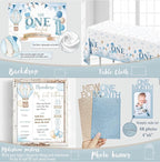 1st Birthday Decorations for Boy, First Birthday Party Supplies, Baby Boy First Bday Decorations, Balloon Boxes, Backdrop, High Chair Banner