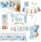 1st Birthday Decorations for Boy, First Birthday Party Supplies, Baby Boy First Bday Decorations, Balloon Boxes, Backdrop, High Chair Banner