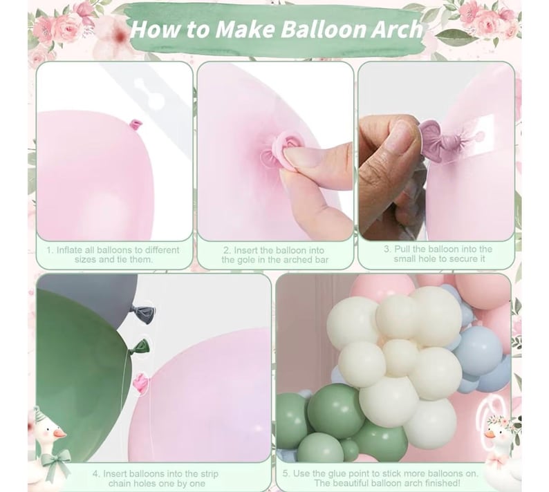 Silly Goose Balloon Arch Kit, Pink Blue Green Latex Balloon Garland Kit Gingham Heart Foil Balloons for Boys Girls Goose Birthday Party