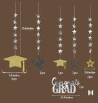 2026 Graduation Decorations Gold Graduation Party Decoration Cap Garland Kit Congrats Grad Supply for Prom Backdrop Decoration Class 2026