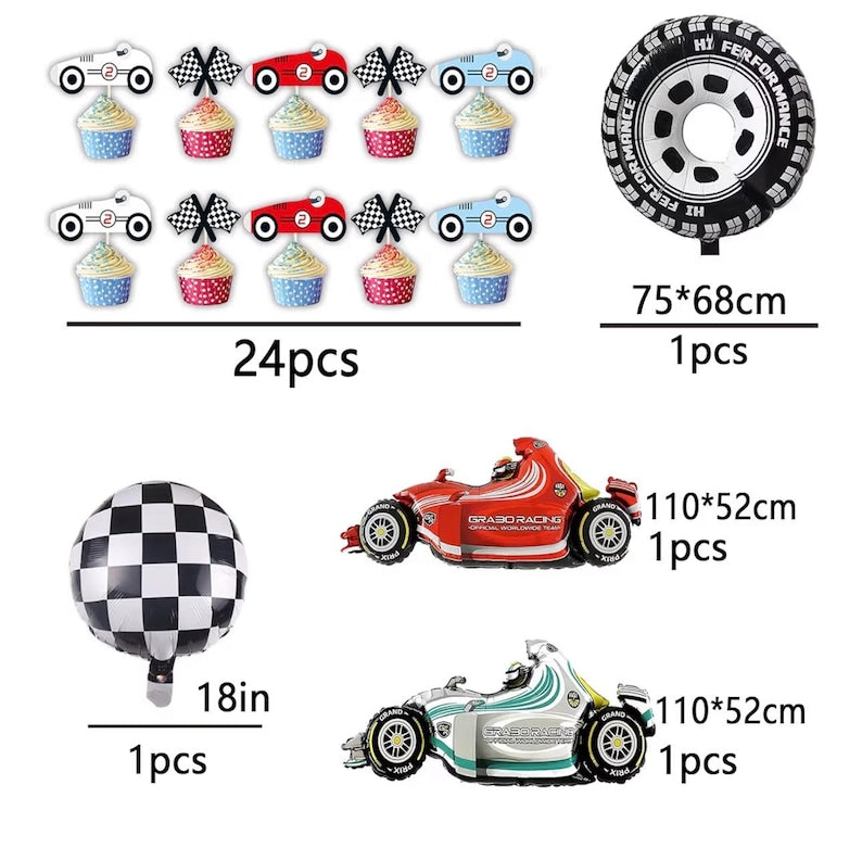 2 Fast Birthday Decorations，Two Fast 2 Curious Racing 2nd Birthday Decorfor Boys Girls 2nd Bday Racing Themed Car Decoration Party Supplies