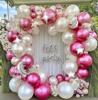 White Balloons Arch Double Stuffed Pearl White Star Moon Balloon Garland Different Sizes Cream Ivory Balloons for Birthday Baptism Bridal