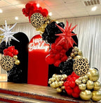 Red Black Gold Balloon Arch Garland Kit Leopard Cheetah Print Party Balloons Black Red Metallic Silver Gold Explosion Star Balloon for Girl