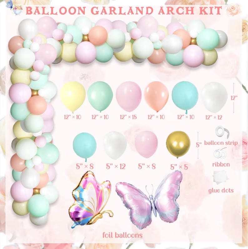 126pcs Tea Party Decorations Kit, Let's Partea Birthday Party Decorations, Floral Par Tea Supplies Backdrop Tablecloth Balloon Garland Arch