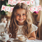 126pcs Tea Party Decorations Kit, Let's Partea Birthday Party Decorations, Floral Par Tea Supplies Backdrop Tablecloth Balloon Garland Arch