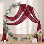 Wedding Arch Draping Fabric, 1 Panel 18FT Burgundy Sheer Backdrop Curtain Chiffon Fabric Drapery Voile Scarf Draping Panels for Wedding Arch