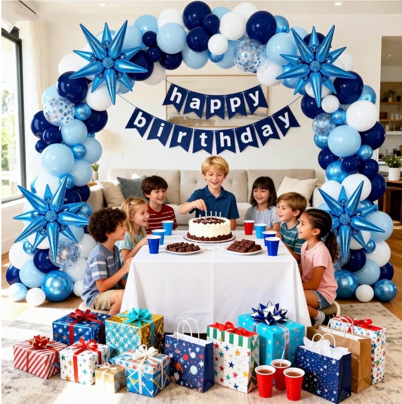 Blue Balloon Arch Kit Garland, Chrome Blue Light Navy Blue Confetti Balloons for Birthday Baby Shower 2026 Graduation Bridal Shower Wedding