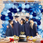 Blue Balloon Arch Kit Garland, Chrome Blue Light Navy Blue Confetti Balloons for Birthday Baby Shower 2026 Graduation Bridal Shower Wedding