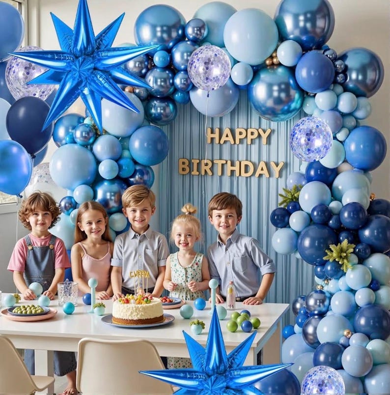 Blue Balloon Arch Kit Garland, Chrome Blue Light Navy Blue Confetti Balloons for Birthday Baby Shower 2026 Graduation Bridal Shower Wedding