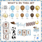 165Pcs My First Rodeo Birthday Decorations Boy, Western Cowboy 1st Birthday Decorations, Include One Boxes, Brown Blue Balloons Arch, Banner