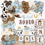 165Pcs My First Rodeo Birthday Decorations Boy, Western Cowboy 1st Birthday Decorations, Include One Boxes, Brown Blue Balloons Arch, Banner