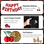 119Pcs Red Cheetah Print Birthday Decorations Balloons Kit, Black Red Cherry Leopard Print Balloons Birthday Foil Banner for Girls Women