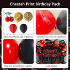 119Pcs Red Cheetah Print Birthday Decorations Balloons Kit, Black Red Cherry Leopard Print Balloons Birthday Foil Banner for Girls Women