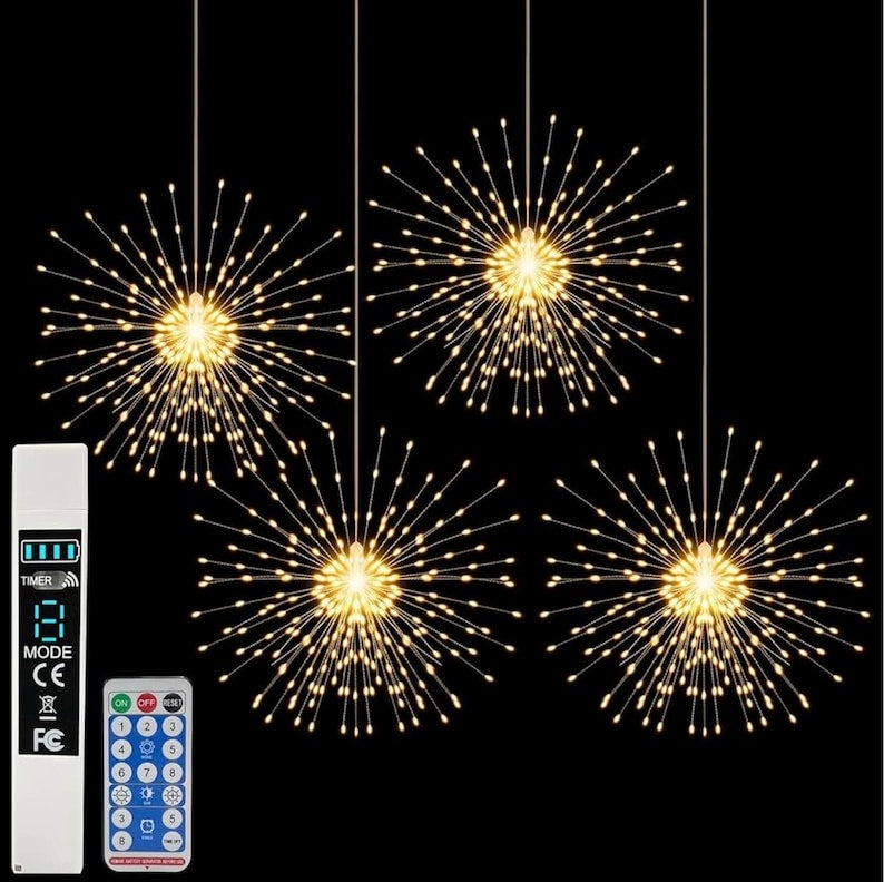 Firework Lights Waterproof Hanging, 200 LED Battery Operated Decorative String Lights Outdoor for Wedding, Party, Backyard, Patio Indoor