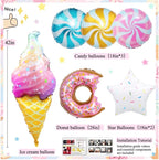 1st Birthday Decorations for Girl, 128pcs Sweet One Birthday Party Decorations, Balloon Boxes,Party Backdrop, Photo Banner, Donuts Ice Cream
