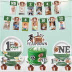 192pcs First Year Down Birthday Party Decorations Include Photo Banner High Chair Banner Backdrop Tablecloth Balloons Tableware Ballon Box