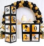 Graduation Decorations 2026 Set of 4 Boxes with 20pcs Balloons and Letters 2026 GRAD So Proud of You - Class of 2026 Party Supplies
