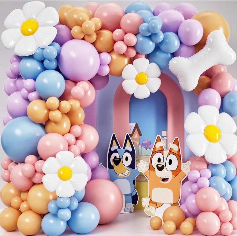ALL-IN-1 Blue Balloon Arch Kit with BONUS Bone & Daisy Balloons for Birthday Decoration Girl - Pastel Balloons Garland for Blue Party Decor