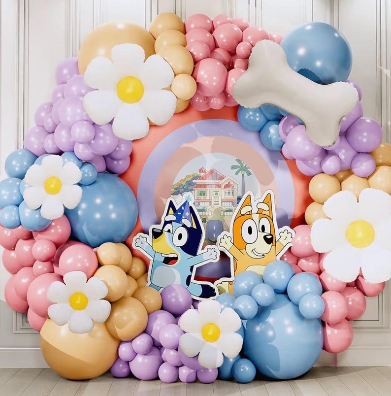 ALL-IN-1 Blue Balloon Arch Kit with BONUS Bone & Daisy Balloons for Birthday Decoration Girl - Pastel Balloons Garland for Blue Party Decor