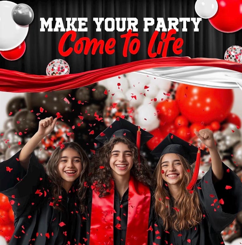 ALL-IN-1 Red Black and White Balloon Arch Kit for Red and Black Birthday Party Decorations – Reds and Blacks Balloons for Graduation ,Prom