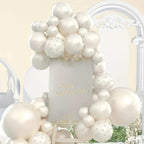 Pearl Balloon Arch Pearl White Sand Double Stuffed Balloons Arch With Pearl Stickers 5/10/12/18 Inch Bridal Shower Balloon Arch Pearl Ivory