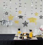 2026 Graduation Decorations Gold Graduation Party Decoration Cap Garland Kit Congrats Grad Supply for Prom Backdrop Decoration Class 2026