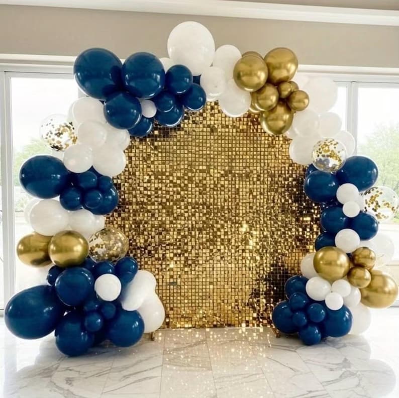 Navy Blue Balloon Garland Kit - 102pcs Blue and White Balloons with Gold and Star Foil Balloons - Party Decoration Arch for Graduation 2026