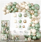 286 Pcs Sage Green Baby Shower Decorations Set-Serves 25 Guests -All-in-One Gender Neutral Party Supplies Kit Includes Balloon Arch,Backdrop