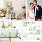 286 Pcs Sage Green Baby Shower Decorations Set-Serves 25 Guests -All-in-One Gender Neutral Party Supplies Kit Includes Balloon Arch,Backdrop