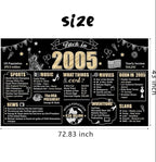 21st Birthday Decorations Back in 2004 Banner Backdrop for Men Women, Black Gold Happy 21st Birthday Sign Poster Party Supplies, Bday Photo