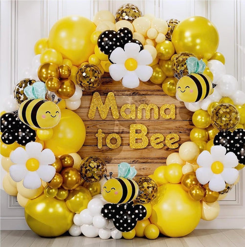 135Pcs Bumble Bee Balloon Garland Kit: Yellow Black and white Bee balloon arch for Sweet Honey Bee Baby Showers, 'What Will It Bee' themed