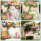 Wild One Birthday Decorations Jungle Theme 1st First Birthday Decorations Girl Huge Jungle Safari Animal Foil Balloons Pink Sage Green