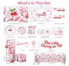 Cherry Baby Shower Party Decorations, Shes the Cherry on Top Baby Shower Decorations Girl, Pink and Red Cherry Balloons Arch, Backdrop