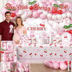 Cherry Baby Shower Party Decorations, Shes the Cherry on Top Baby Shower Decorations Girl, Pink and Red Cherry Balloons Arch, Backdrop