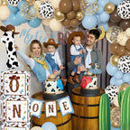 165Pcs My First Rodeo Birthday Decorations Boy, Western Cowboy 1st Birthday Decorations, Include One Boxes, Brown Blue Balloons Arch, Banner