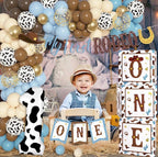 165Pcs My First Rodeo Birthday Decorations Boy, Western Cowboy 1st Birthday Decorations, Include One Boxes, Brown Blue Balloons Arch, Banner