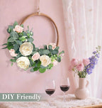 2 Pack 13Ft Artificial Eucalyptus Flower Garland with Peony Pink Rose, Baby Breath Fake Flowers Greenery Garland Floral Vine for Wedding