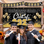 Graduation Decorations 2026 Black and Gold Balloon Boxes with Letters , Large Class of 2026 Backdrop Banner , 70pcs Balloon Garland Arch Kit
