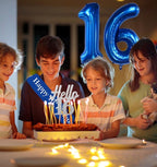 Blue 16th Birthday Decorations for Boys Girls - Back in 2010 Backdrop, Banner, Swirls, Centerpieces, Sash, Paper Pom Poms, Balloons for 16th
