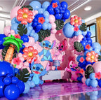 ALL-IN-1 Blue Alien Balloon Arch Kit with BONUS Palm Tree & Tropical Flowers for Cute Space Creature Theme Kids Birthday, Baby Showers