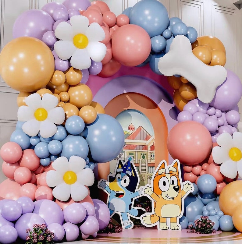 ALL-IN-1 Blue Balloon Arch Kit with BONUS Bone & Daisy Balloons for Birthday Decoration Girl - Pastel Balloons Garland for Blue Party Decor