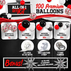 ALL-IN-1 Red Black and White Balloon Arch Kit for Red and Black Birthday Party Decorations – Reds and Blacks Balloons for Graduation ,Prom