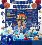 50th Birthday Decorations Men Women, Blue Back in 1976 Poster Cheers To 50 Years Banner Balloons Hanging Swirls Cake Topper, 50 Years Old