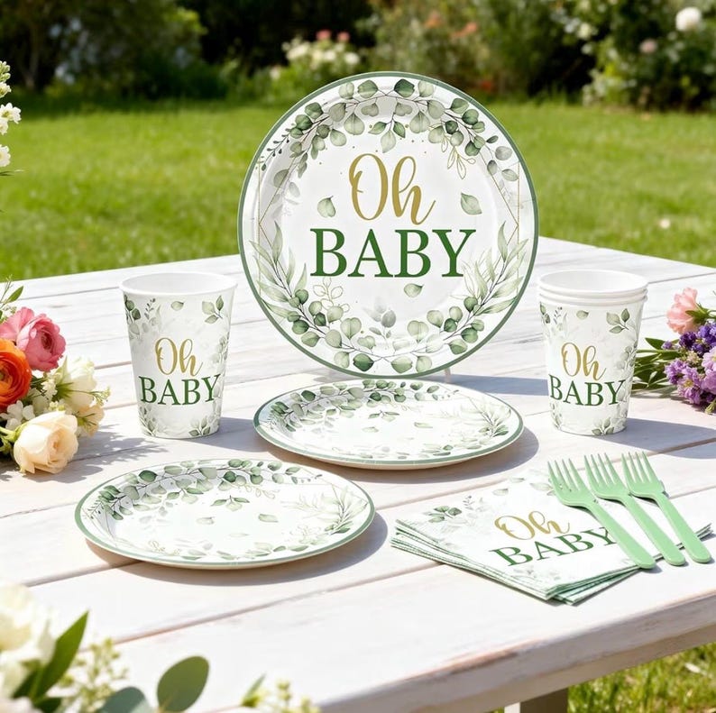 286 Pcs Sage Green Baby Shower Decorations Set-Serves 25 Guests -All-in-One Gender Neutral Party Supplies Kit Includes Balloon Arch,Backdrop