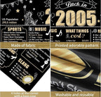 21st Birthday Decorations Back in 2004 Banner Backdrop for Men Women, Black Gold Happy 21st Birthday Sign Poster Party Supplies, Bday Photo