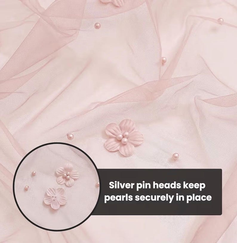 Pink Flower Pearl Pink Gauze Table Runner 10FT, Seasonal Sheer Dining Holiday Wedding Birthday Baby Shower Table Decor for Home Party