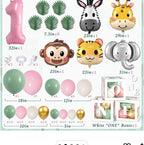Wild One Birthday Decorations Jungle Theme 1st First Birthday Decorations Girl Huge Jungle Safari Animal Foil Balloons Pink Sage Green
