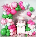 Pink Green Balloon Arch Garland Kit with Star Foil Balloons 4D Round Ball Balloons for Woodland Baby Shower Wedding Tropical Safari Birthday
