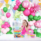 Pink Green Balloon Arch Garland Kit with Star Foil Balloons 4D Round Ball Balloons for Woodland Baby Shower Wedding Tropical Safari Birthday