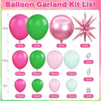 Pink Green Balloon Arch Garland Kit with Star Foil Balloons 4D Round Ball Balloons for Woodland Baby Shower Wedding Tropical Safari Birthday